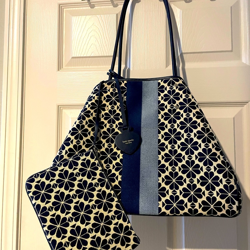 Kate Spade Flower Jacquard Stripe Everything Large Tote